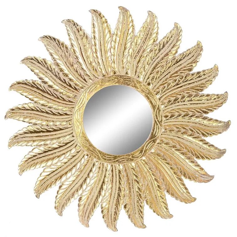 Τοίχο καθρέφτη DKD Home Decor Χρυσό Φτερά Ινδός Μαρινάτος 90 x 3 x 90 cm