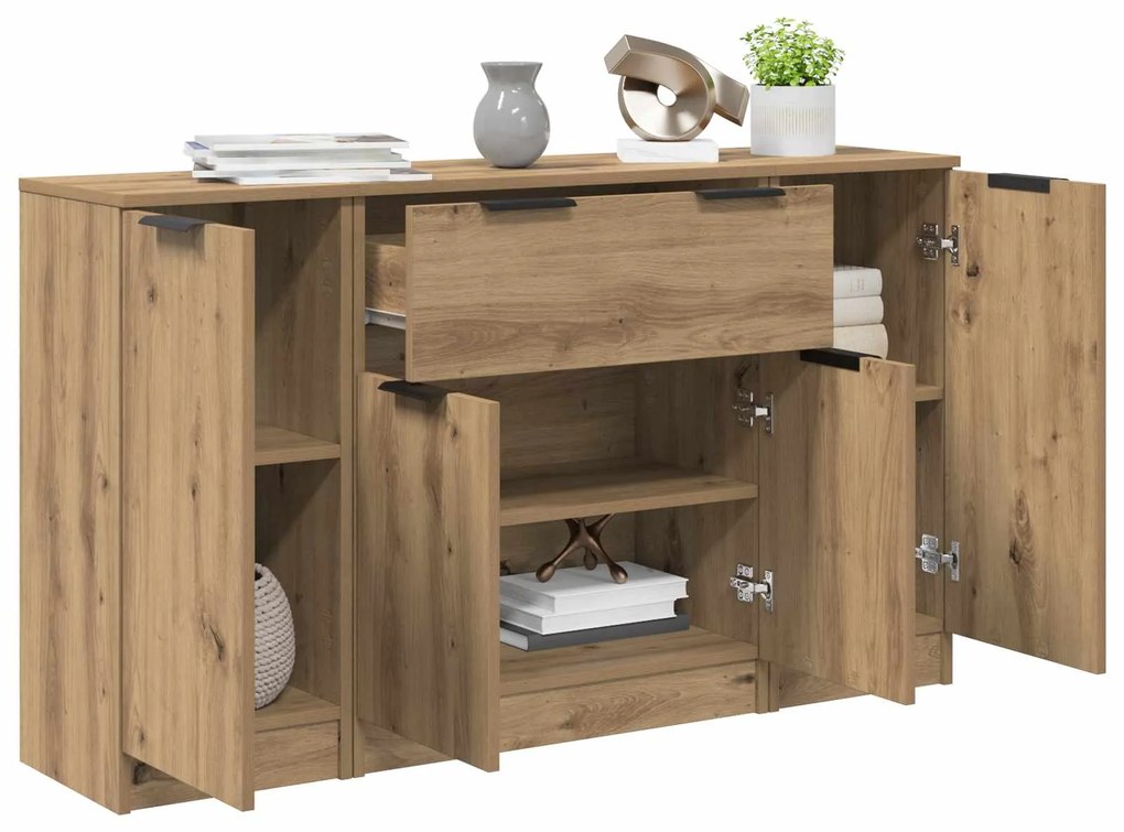 vidaXL Πλαϊνό γραφείο με συρτάρι 3 pcs Artisan Oak Επεξεργασμένο ξύλο