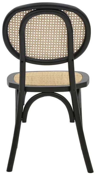 Καρέκλα Zoel pakoworld μαύρο ξύλο οξιάς-φυσικό rattan 45x52x82εκ - 263-000031