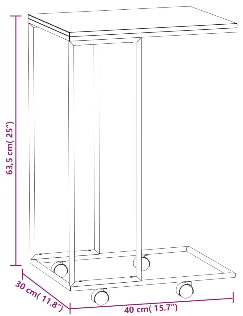 Βοηθητικό Τραπέζι με Ρόδες Λευκό 40x30x63,5 εκ. Επεξεργ. Ξύλο - Λευκό