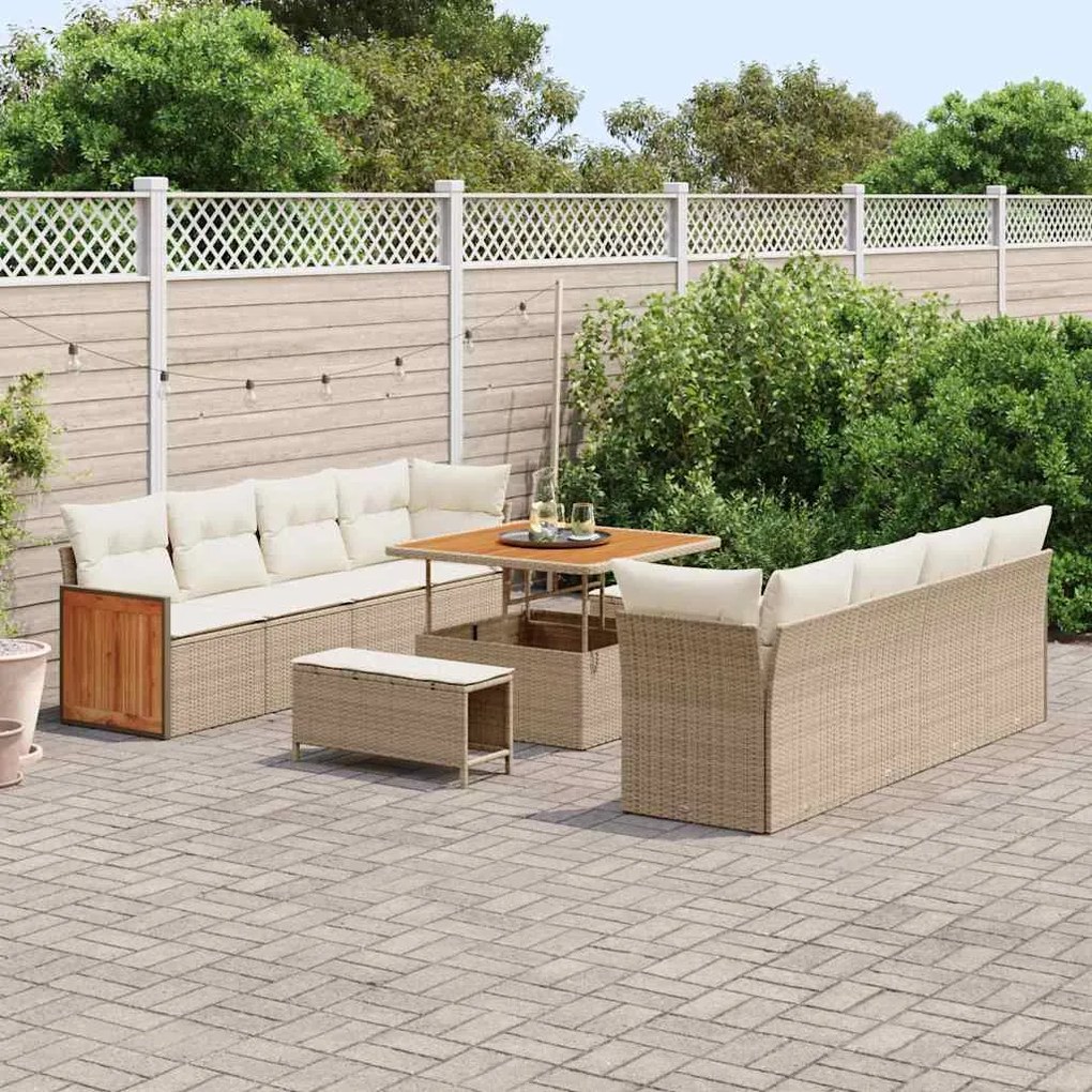 vidaXL Σετ Καναπέ Κήπου 11 pcs μπεζ και κρεμ 100 x 100 x 71 cm