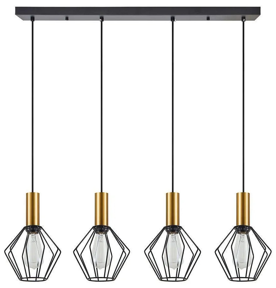 Φωτιστικό Οροφής - Ράγα Adept Tube 77-8623 87x20x300cm 4xE27 60W Black-Gold Homelighting