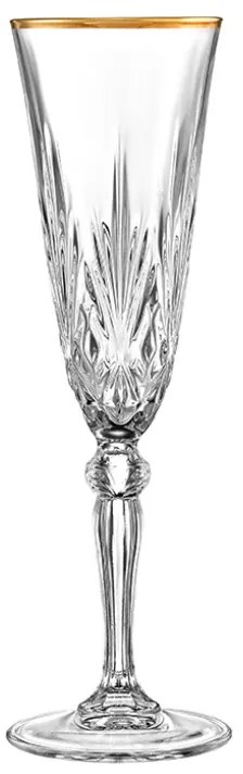 Ποτήρι Σαμπάνιας 160ml Χρυσή Ρίγα Melodia - RCR - 6 ΤΜΧ