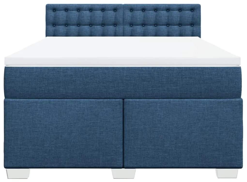 vidaXL Κρεβάτι Boxspring με Στρώμα Μπλε 160x200 εκ. Υφασμάτινο