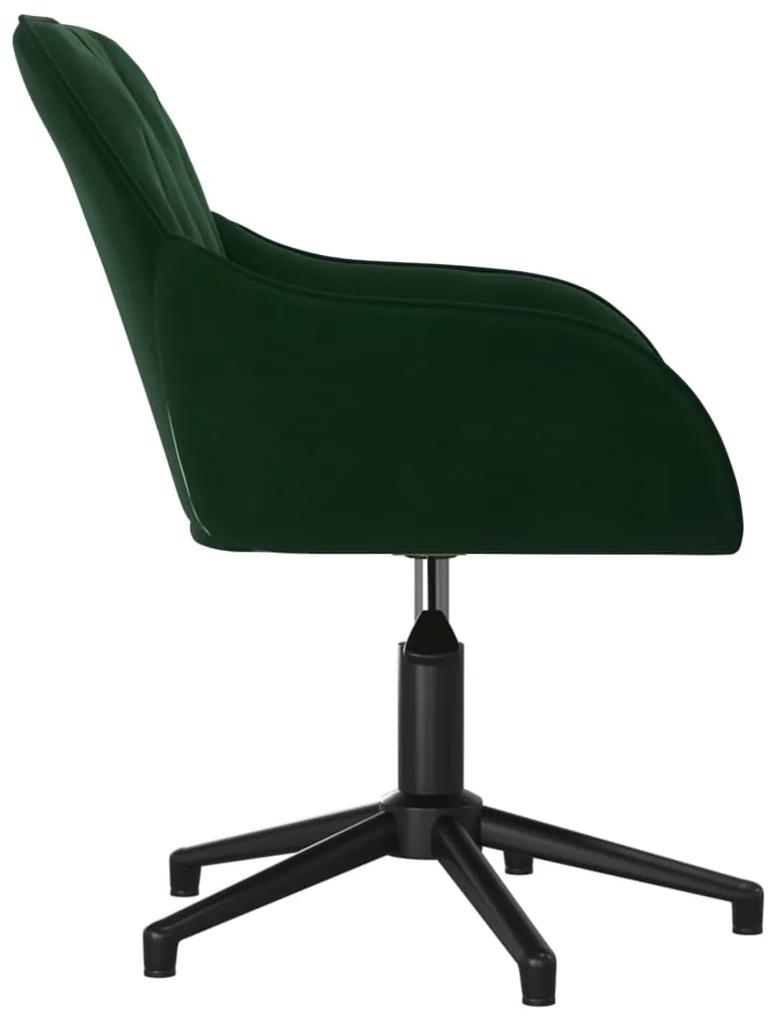 vidaXL Καρέκλα Γραφείου Περιστρεφόμενη Σκούρο Πράσινο Βελούδινη