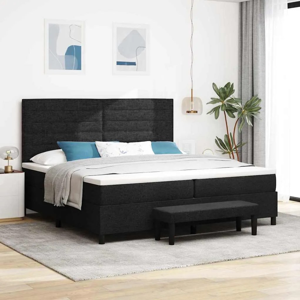 vidaXL Κρεβάτι με ελατήρια με στρώμα Μαύρο 200 x 200 cm ύφασμα