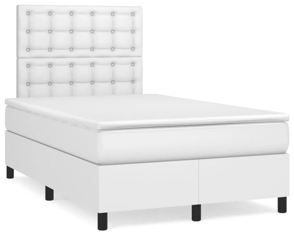 vidaXL Κρεβάτι Boxspring με Στρώμα &amp; LED Λευκό 120x190 εκ. Συνθ. Δέρμα