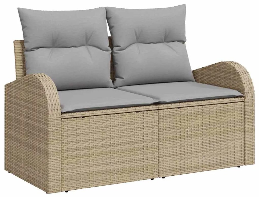 vidaXL Σετ Καναπέ Κήπου με μαξιλάρι 6 pcs μπεζ και ανοιχτό γκρι