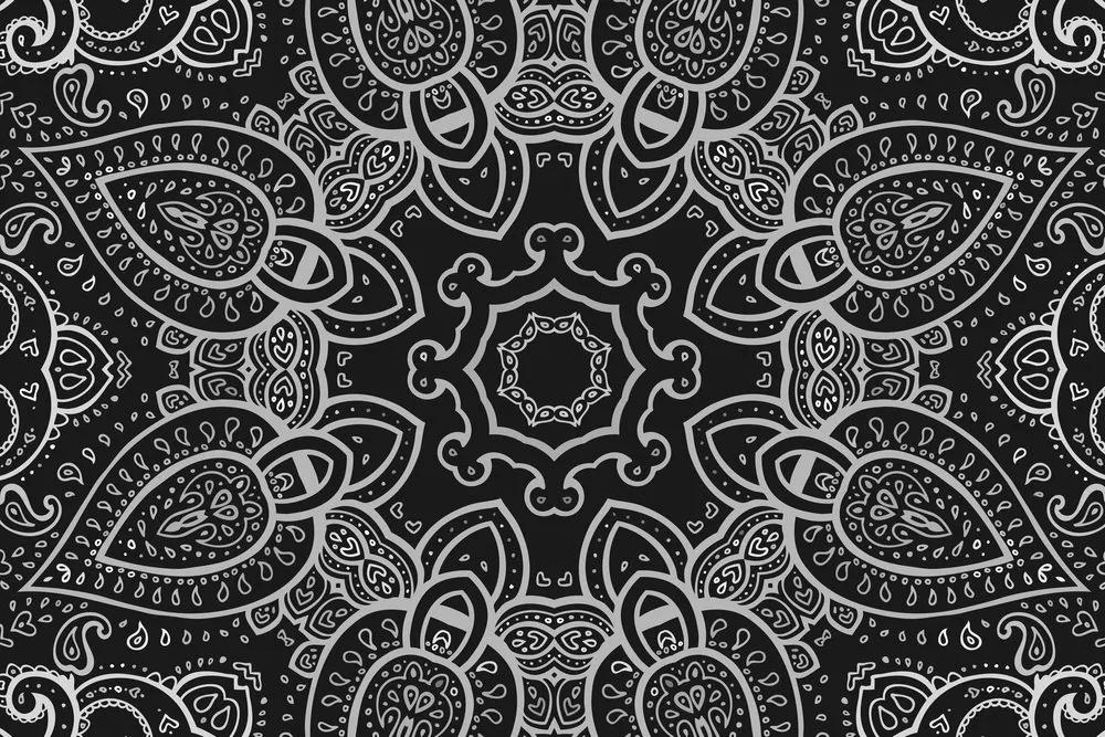 Εικόνα Mandala με ινδικό μοτίβο σε μαύρο & άσπρο - 120x80