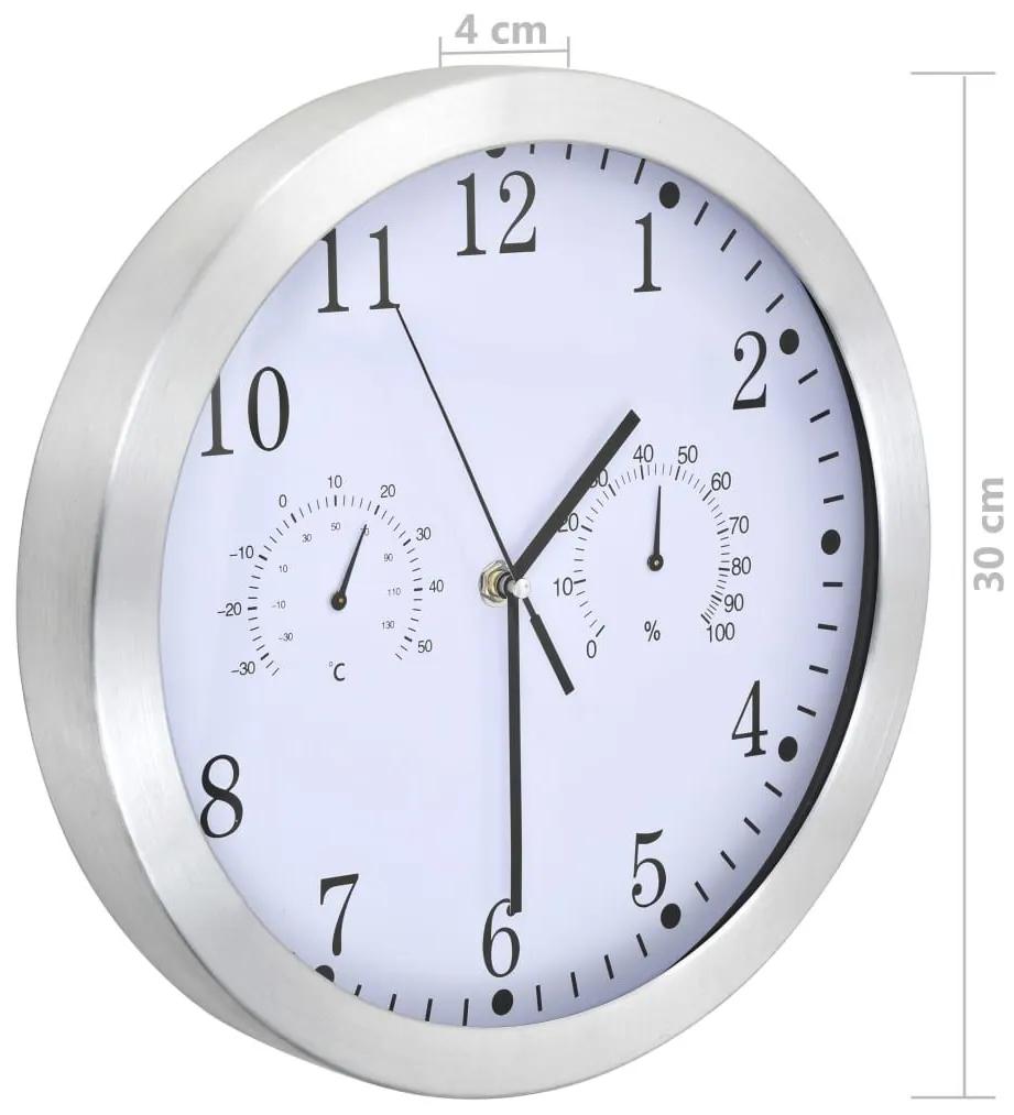 Ρολόι Τοίχου Λευκό 30 εκ. Quartz με Υγρόμετρο και Θερμόμετρο - Λευκό