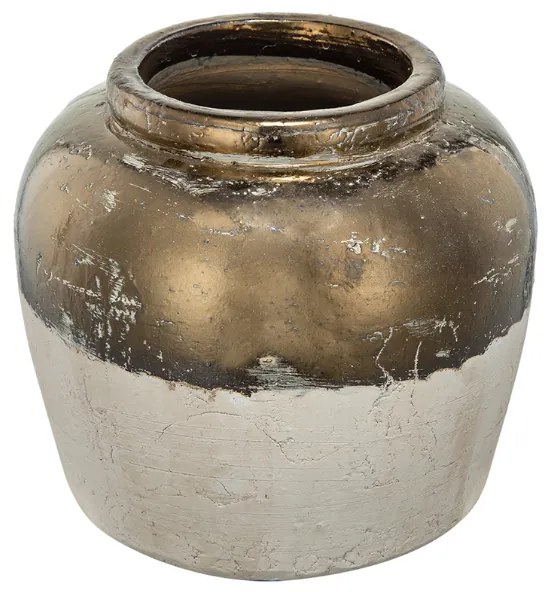 Artekko Candia Βάζο από Τερακότα σε Μπρονζέ με Μπεζ (33.5x33.5x28.5)cm Artekko 1343