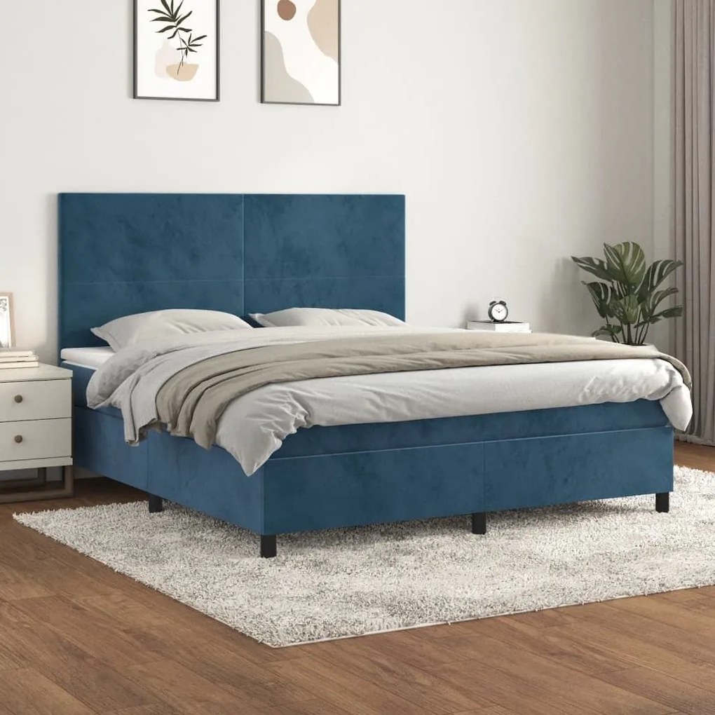 ΚΡΕΒΑΤΙ BOXSPRING ΜΕ ΣΤΡΩΜΑ ΣΚΟΥΡΟ ΜΠΛΕ 180X200 ΕΚ. ΒΕΛΟΥΔΙΝΟ 3142921