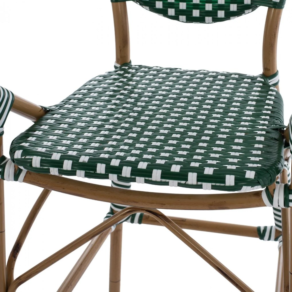 ΣΚΑΜΠΟ ΑΛΟΥΜΙΝΙΟΥ BAMBOO LOOK ΜΕ WICKER ΠΡΑΣΙΝΟ ΛΕΥΚΟ  56x60x126 εκ. 56x60x126 εκ.