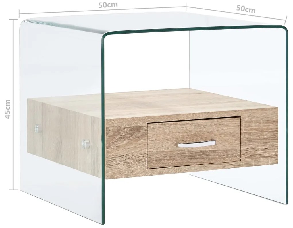 vidaXL Τραπεζάκι Σαλονιού με Συρτάρι 50 x 50 x 45 εκ. από Ψημένο Γυαλί