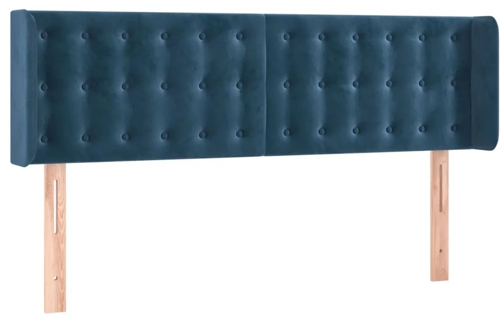 vidaXL Κεφαλάρι Κρεβατιού LED Σκούρο Μπλε 147x16x78/88 εκ. Βελούδινο