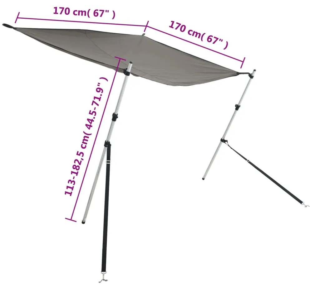 Επέκταση Σκιάστρου Σετ Σχήμα Τ Ανθρακί 170x170x(115-183) εκ.