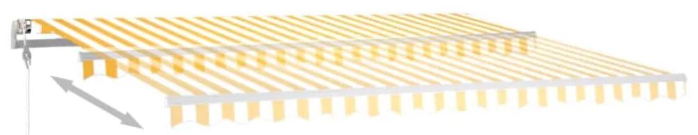 vidaXL Τέντα Συρόμενη Χειροκίνητη με LED Κίτρινο / Λευκό 4 x 3 μ.