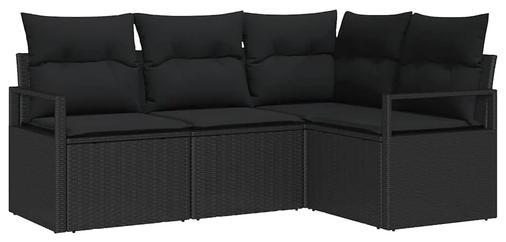 vidaXL Σετ Καναπέ 4 pcs Μαύρο συνθετικό ρατάν