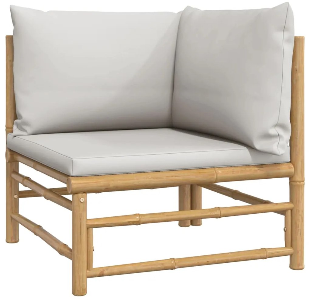 vidaXL Σαλόνι Κήπου Σετ 9 Τεμαχίων από Μπαμπού με Αν. Γκρι Μαξιλάρια