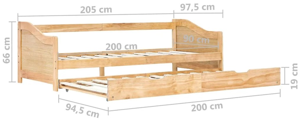 ΠΛΑΙΣΙΟ ΓΙΑ ΚΑΝΑΠΕ - ΚΡΕΒΑΤΙ 90 X 200 ΕΚ. ΑΠΟ ΞΥΛΟ ΠΕΥΚΟΥ 283150