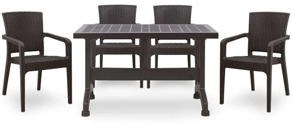 Τραπεζαρία Callan (Σετ 5Τμχ) 0226723 140x70cm Brown Four Seater