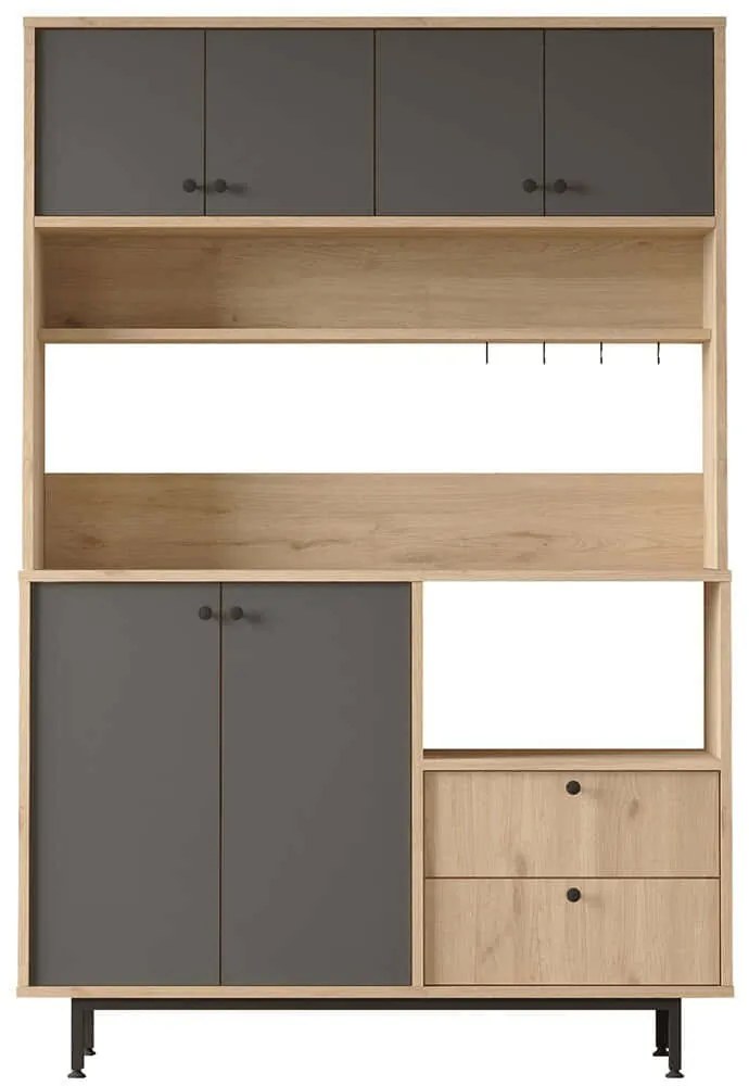 Ντουλάπι Κουζίνας 956LCS3569 120x35,5x180cm Oak-Anthracite Μοριοσανίδα, Μέταλλο
