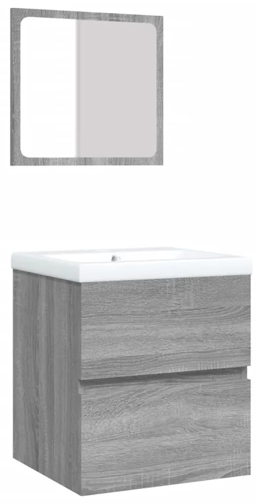 vidaXL Ντουλάπι Μπάνιου με Νιπτήρα και Καθρέφτη Γκρι Sonoma