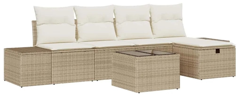 vidaXL Σετ Καναπέ Κήπου 6 pcs Μπεζ 55 x 62 x 69 εκ Πολυ ράταν