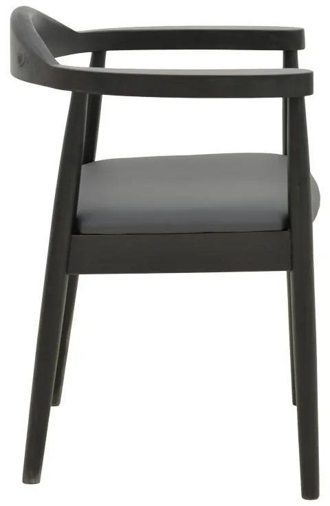 Καρέκλα - Πολυθρόνα Joube rubberwood σε μαύρο με μαύρο pu μαξιλάρι 59x48x73εκ 2αδα 59x48x73 εκ.