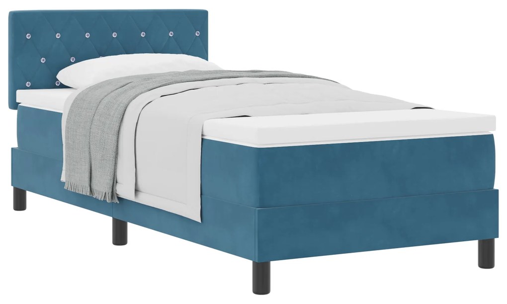 vidaXL Κρεβάτι με Στρώμα  Ψηλό Μπλε 90x200 cm Βελούδο