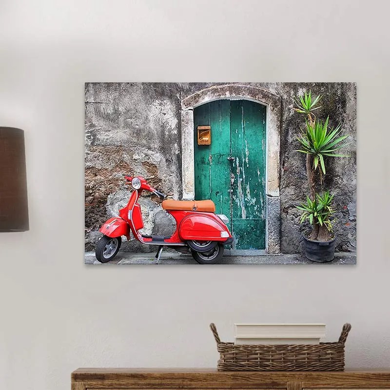 Πίνακας σε καμβά Red Vespa Megapap ψηφιακής εκτύπωσης 60x40x3εκ. - GP033-0055