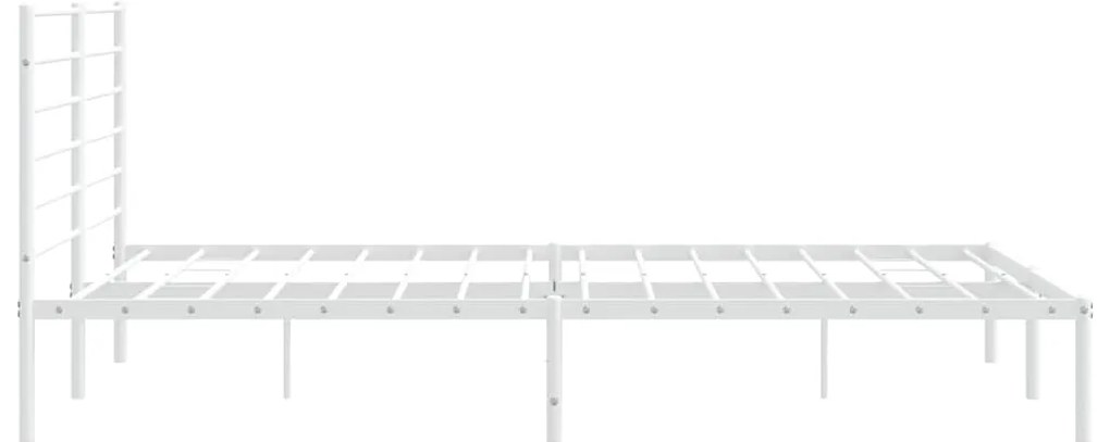vidaXL Πλαίσιο Κρεβατιού με Κεφαλάρι Λευκό 193 x 203 εκ. Μεταλλικό