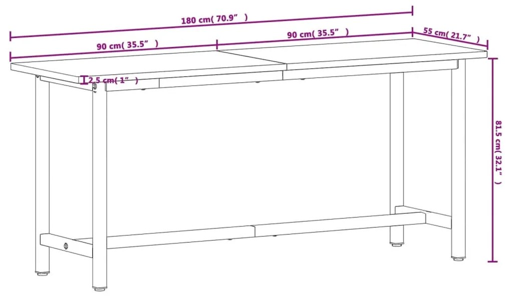 ΠΑΓΚΟΣ ΕΡΓΑΣΙΑΣ 180X55X81,5ΕΚ. ΑΠΟ ΜΑΣΙΦ ΞΥΛΟ ΟΞΙΑΣ ΚΑΙ ΜΕΤΑΛΛΟ 3188906