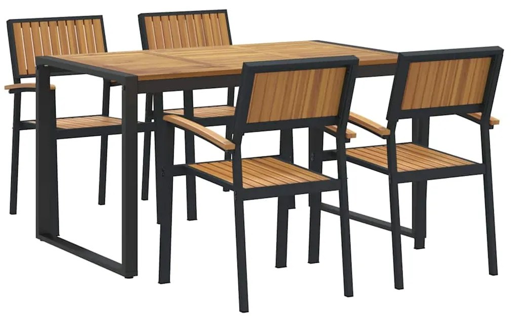 vidaXL Σέτ φαγητού για κήπο 5 pcs Μαύρο και καφέ 140 x 80 x 75 cm