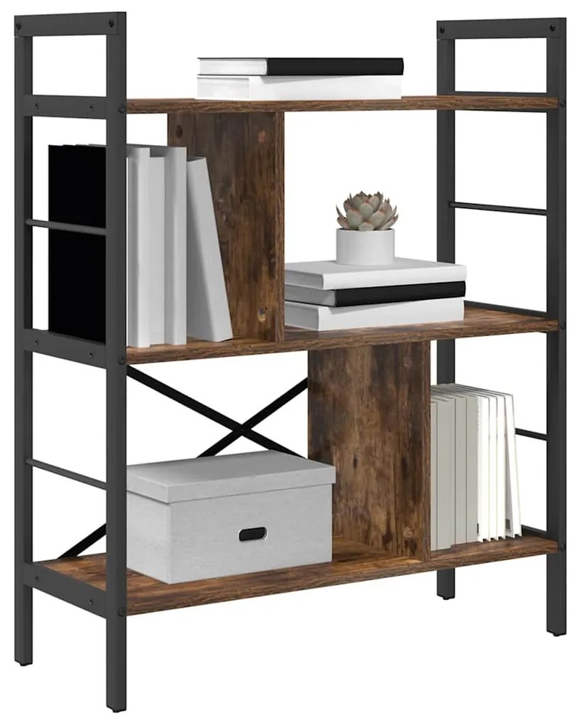 vidaXL Ράφι Βιβλίων Καπνιστό Δρύς 75 x 30 x 91 εκ. Επεξεργασμένο ξύλο