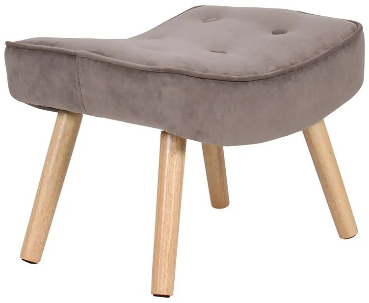 WOODWELL Ε7141,81ALMA Σκαμπό - Υποπόδιο, Ύφασμα Velure Καφέ, Πόδια Φυσικό, K/D 52x38x35cm Ε7141,81