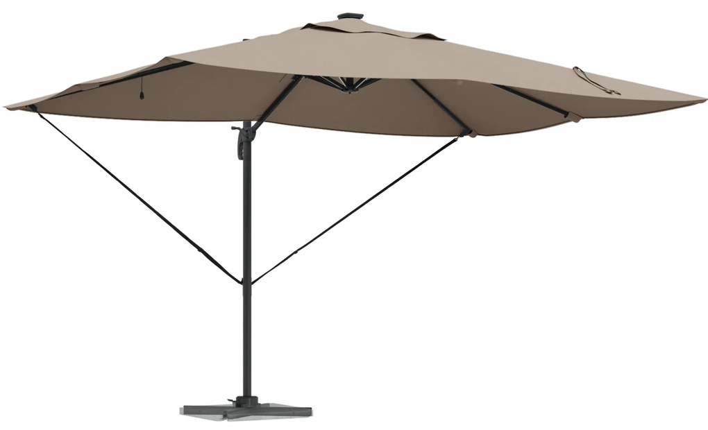 vidaXL Ομπρέλα με βραχίονα Roma με LEDs Ταμπά 352x251x265 cm Αλουμίνιο