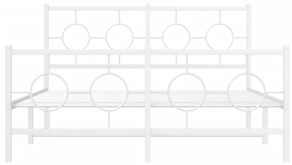 vidaXL Πλαίσιο Κρεβατιού με Κεφαλάρι&Ποδαρικό Λευκό 140x190εκ. Μέταλλο