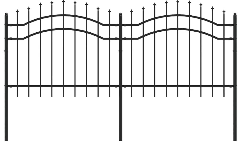 vidaXL Φράχτης Κήπου με Κορυφή Δόρυ Μαύρος 239x100 εκ. Ατσάλι με Ηλεκτροστατική Βαφή