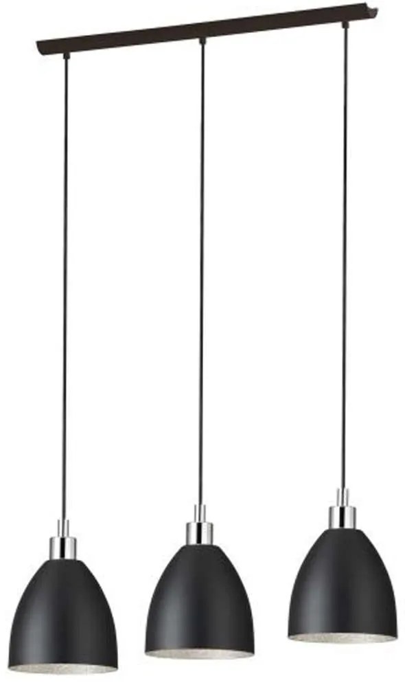 Φωτιστικό Οροφής - Ράγα 39497 Mareperla E27/3 Crystal Optics Black Eglo Μέταλλο,Γυαλί