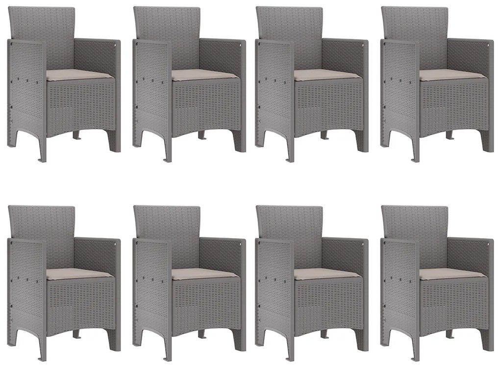 vidaXL Σέτ φαγητού για κήπο 9 pcs Λευκό Rattan Polt