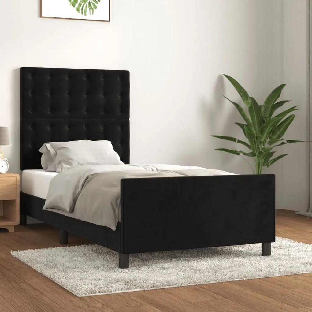 Πλαίσιο Κρεβατιού με Κεφαλάρι Μαύρο 80 x 200 εκ. Βελούδινο