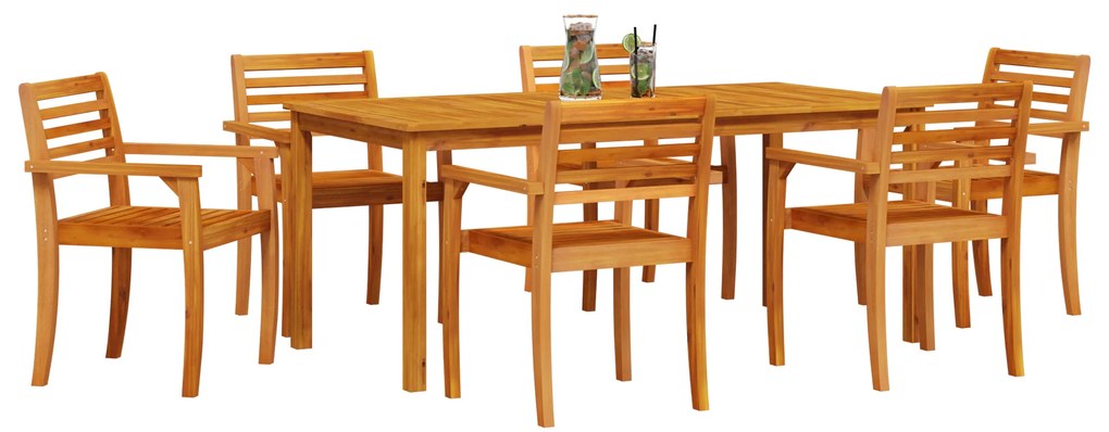 vidaXL Σετ τραπεζαρίας κήπου 7 pcs Φυσικό 180 x 90 x 75 cm