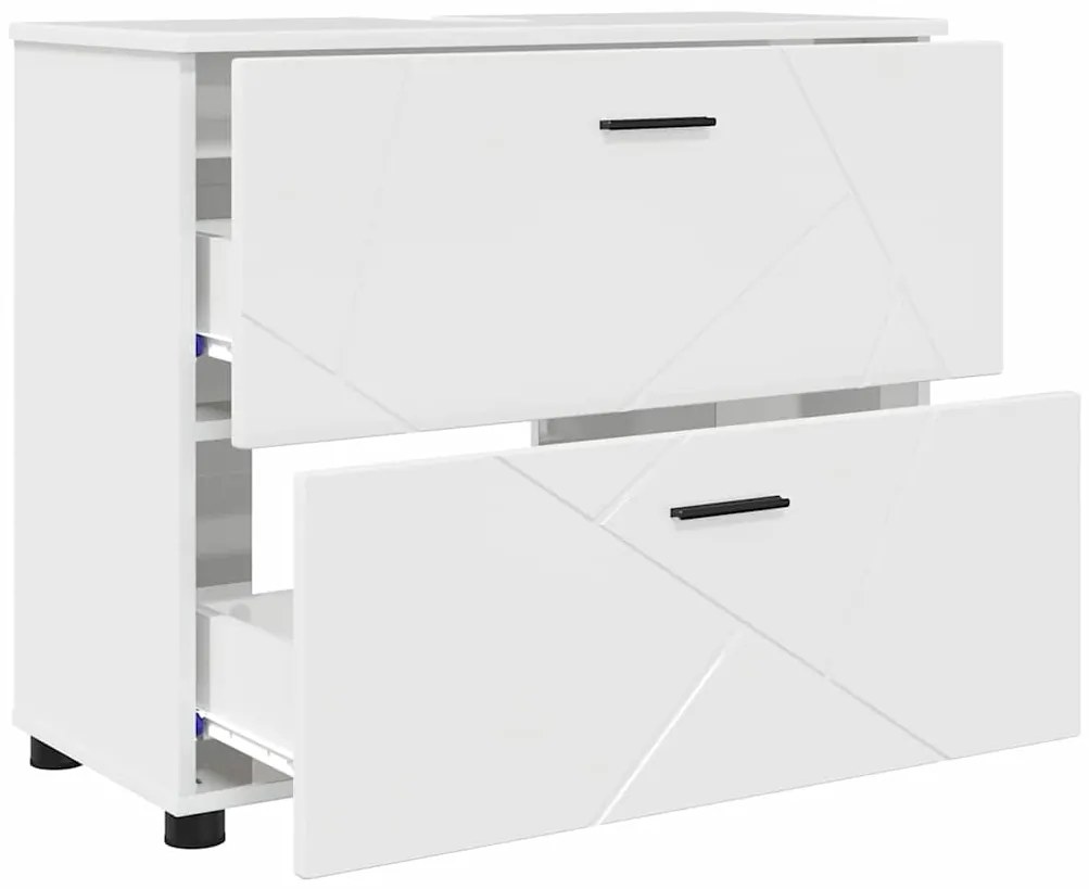 vidaXL Σετ Επίπλων Μπάνιου 3 pcs Γυαλιστερό λευκό 76,5 x 35 x 64 εκ