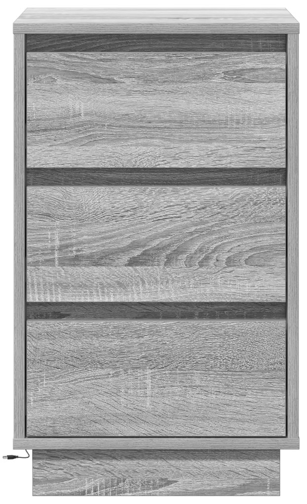 vidaXL Κομοδίνο με LED Γκρι Σονομά 39x34.5x65 εκ. Επεξεργασμένο Ξύλο