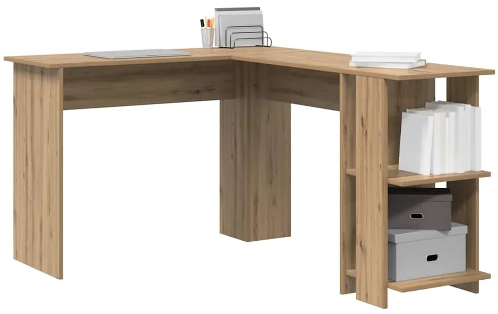 vidaXL Γωνιακό Γραφείο με Αποθήκευση artisan δρυς 140 x 113.5 x 75 εκ.