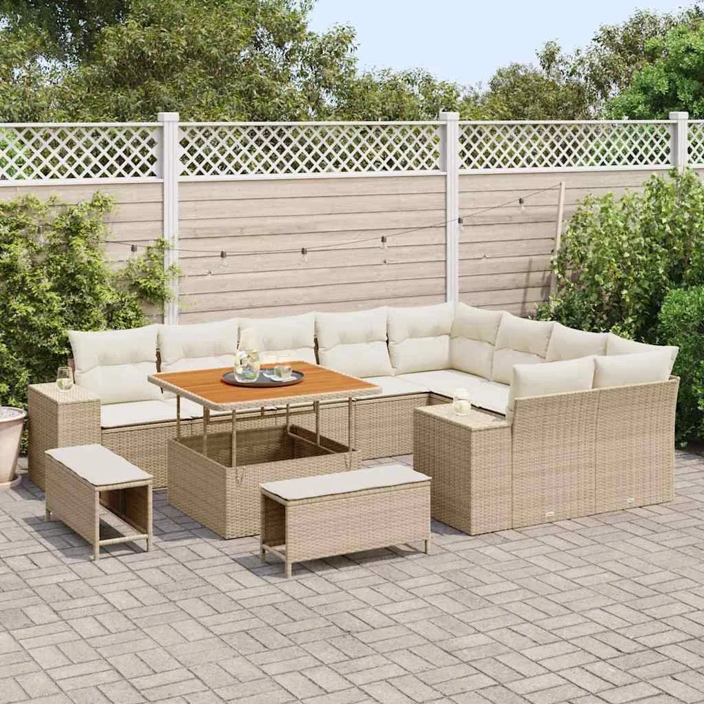 vidaXL Σετ Καναπέ Κήπου 12 pcs Μπεζ συνθετικό ρατάν