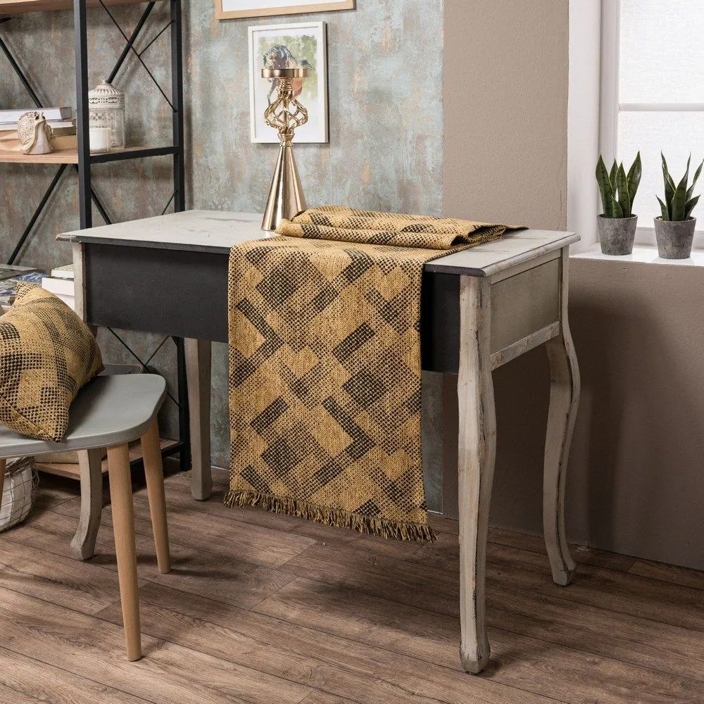 Τραβέρσα Bronx 08 Ocher Teoran 45X180 Acrylic,Cotton,Polyester