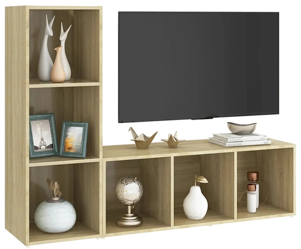 vidaXL Έπιπλα Τηλεόρασης 2 Τεμ Sonoma Δρυς 107 x 35 x 37εκ Επεξ. Ξύλο