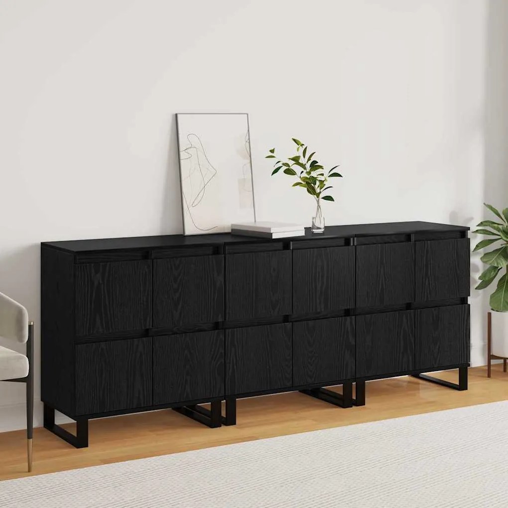 vidaXL Παραδοσιακά Πλευρικά Έπιπλα 3 pcs Μαύρη δρυς 180 x 35 x 70 εκ